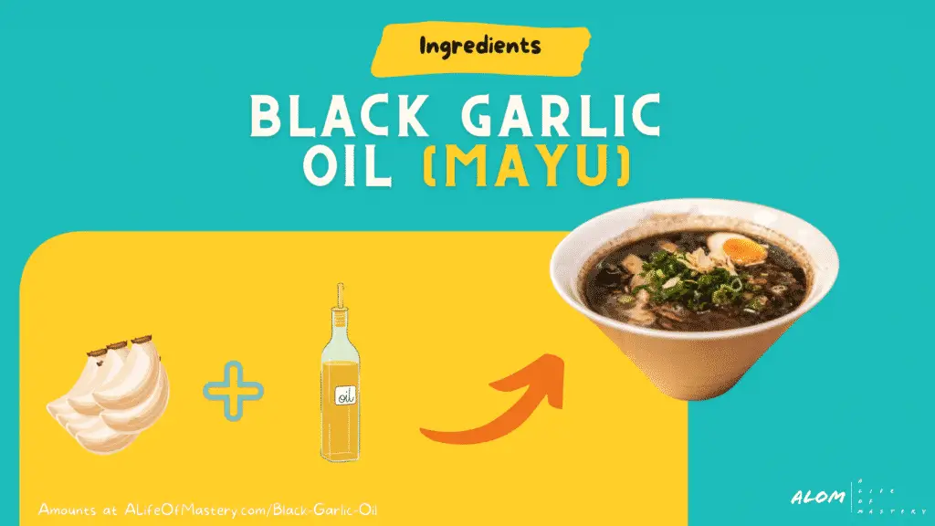 Ingredients list for black garlic oil (mayu)