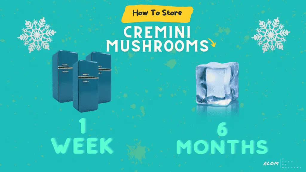 cremini mushrooms storage times. 1 week fridge, 6 month frozen